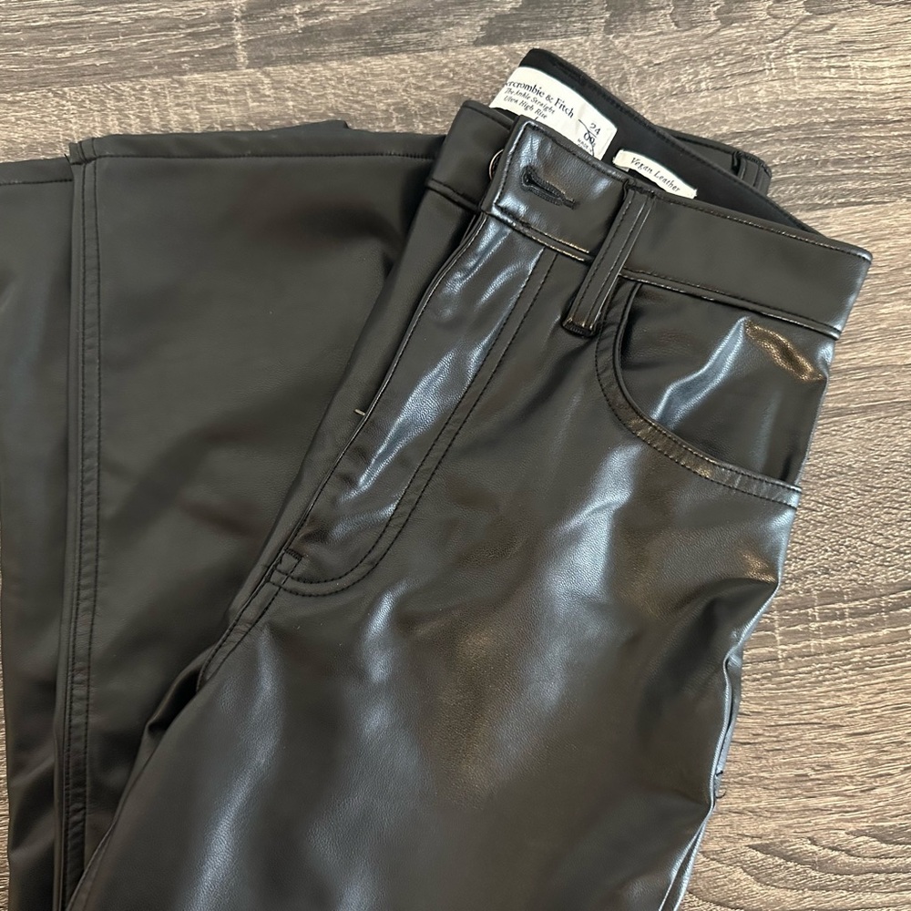 Abercrombie & Fitch Vegan Leather Pants in Black